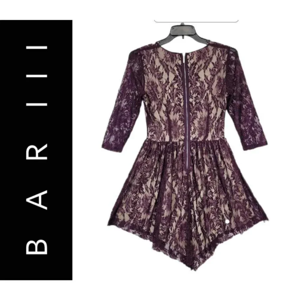 Bar III Woman Maroon Casual Formal Fit & Flare Stretch Long Sleeve Dress Medium - Picture 4 of 11